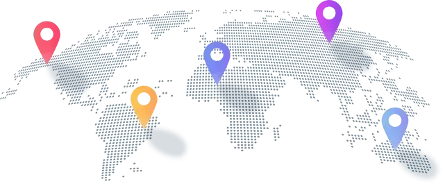 World map of the service regions